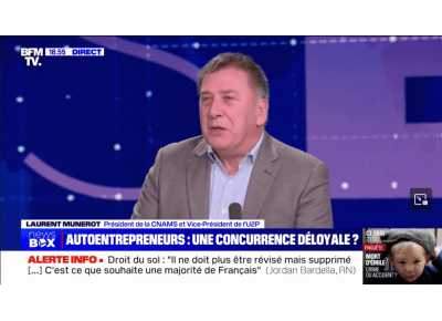 Franchise de TVA : passage de Laurent MUNEROT, Président de la CNAMS et Vice-Président de l'U2P sur BFMTV le 07/02/25